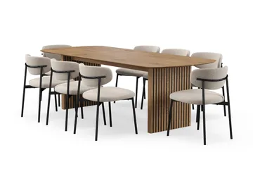 Richeto spisebord 240 cm med 8 Lucy spisestole - Eg - Møbler - Borde - Spisebordssæt