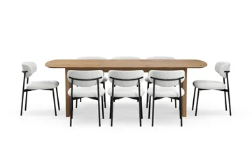 Richeto spisebord 240 cm med 8 Lucy spisestole - Eg - Møbler - Borde - Spisebordssæt