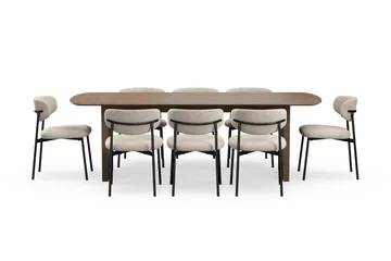 Richeto Spisebord 240 cm med 8 Lucy Spisestole - Røget eg - Møbler - Borde - Spisebordssæt