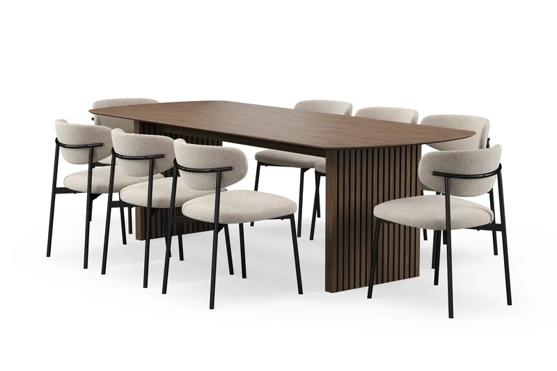 Richeto Spisebord 240 cm med 8 Lucy Spisestole - Røget eg - Møbler - Borde - Spisebordssæt