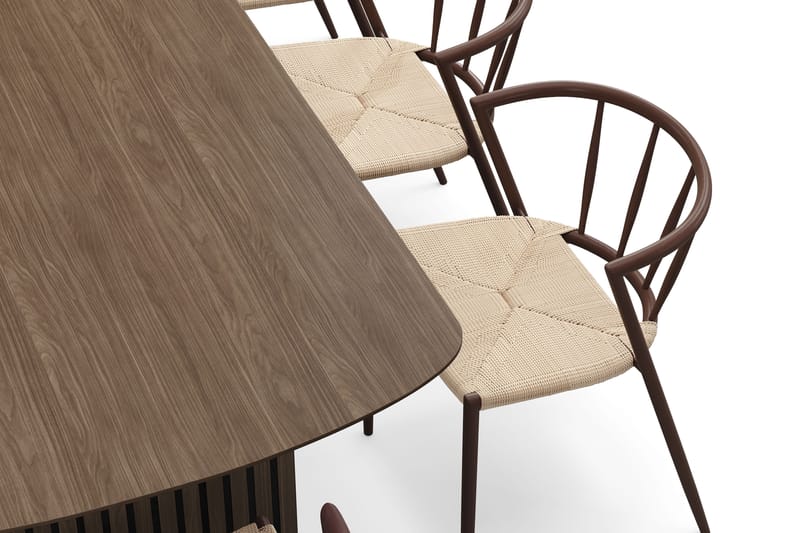 Richeto Spisebord 240 cm med 8 Winston Spisestole - Røget eg / Beige / Metalben Røget eg - Møbler - Borde - Spisebordssæt