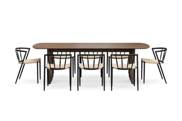 Richeto spisebord 240 cm med 8 Winston spisestole - Røget eg - Møbler - Borde - Spisebordssæt