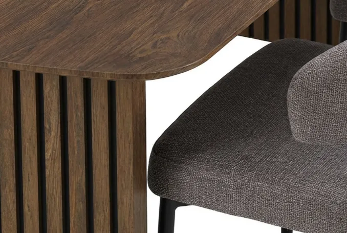 Richeto spisebord i røget eg 240 cm med 6 Sawako Greige stole - Røget eg/Greige - Møbler - Borde - Spisebordssæt