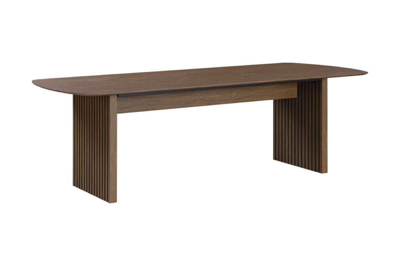 Richeto Spisebord Røget Eg 210 cm valnød + 6 stk Nibe stol beige med valnøddeben - Brun/Beige - Møbler - Borde - Spisebordssæt