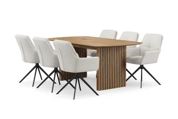 Richeto spisebordssæt 180 cm med 6 Torsby drejestole
