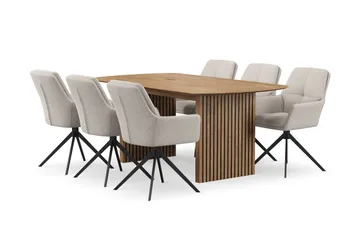 Richeto spisebordssæt 180 cm med 6 Torsby drejestole