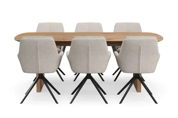 Richeto spisebordssæt 210 cm med 6 Torsby drejestole - Eiq - Møbler - Borde - Spisebordssæt