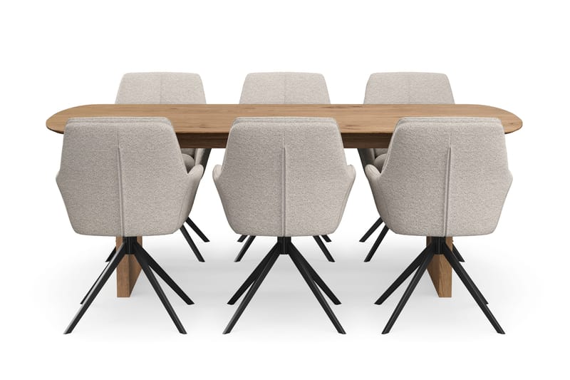 Richeto spisebordssæt 210 cm med 6 Torsby drejestole - Eiq - Møbler - Borde - Spisebordssæt