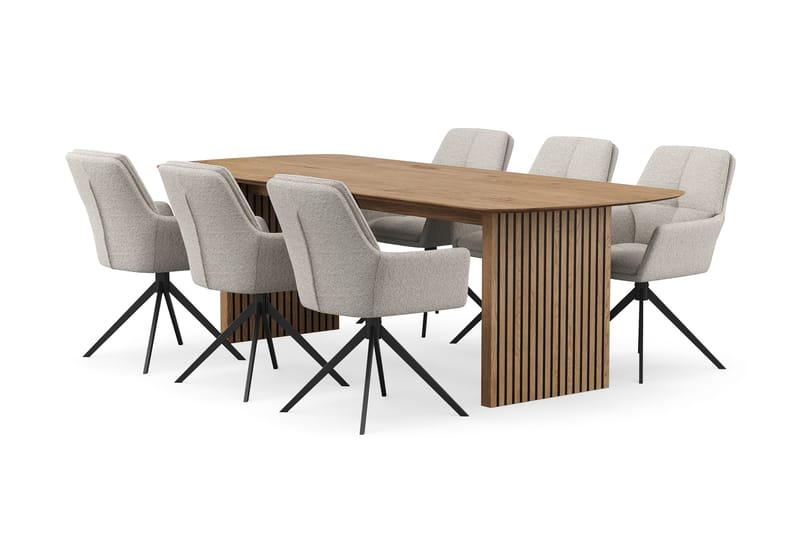 Richeto spisebordssæt 240 cm med 6 Torsby drejestole, Eiq