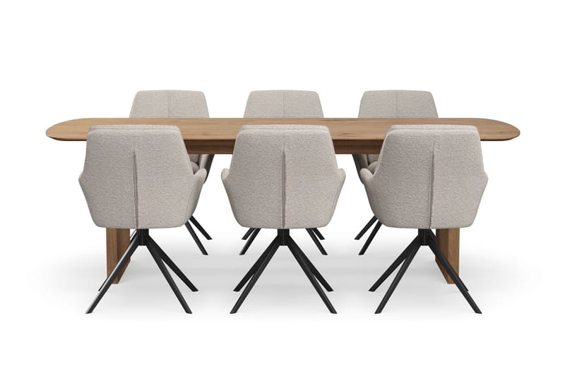 Richeto spisebordssæt 240 cm med 6 Torsby drejestole - Eiq - Møbler - Borde - Spisebordssæt