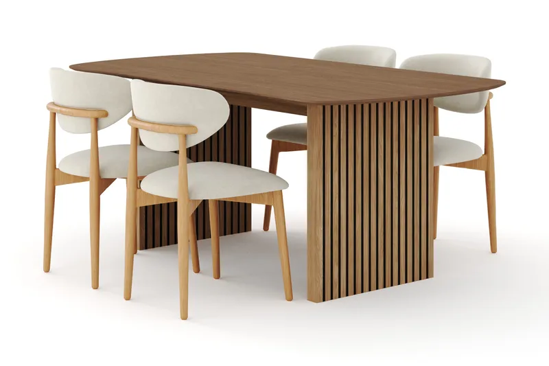 Richeto Spisegruppe 180 cm Eg med 4 Molly Spisestole - Eg/Beige - Møbler - Borde - Spisebordssæt