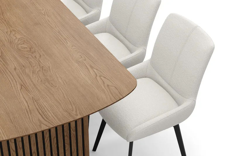 Richeto Spisegruppe 180 cm med 6 Mora Drejestole - Naturlig finish/Lys beige - Møbler - Borde - Spisebordssæt