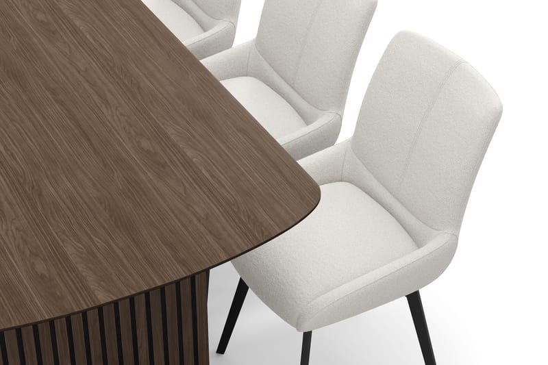 Richeto Spisegruppe 180 cm med 6 Mora Drejestole - Røget eg/Lys beige - Møbler - Borde - Spisebordssæt