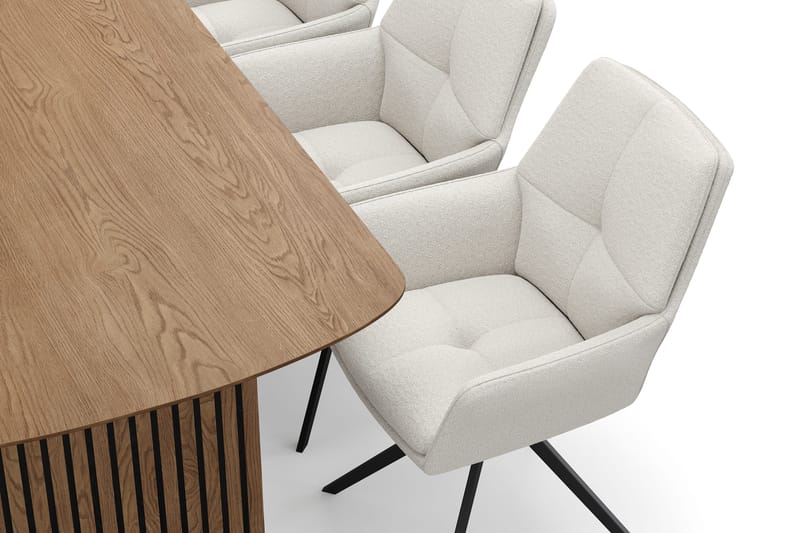 Richeto Spisegruppe 180 cm med 6 Torsby Drejestole - Naturlig finish/Lys beige - Møbler - Borde - Spisebordssæt