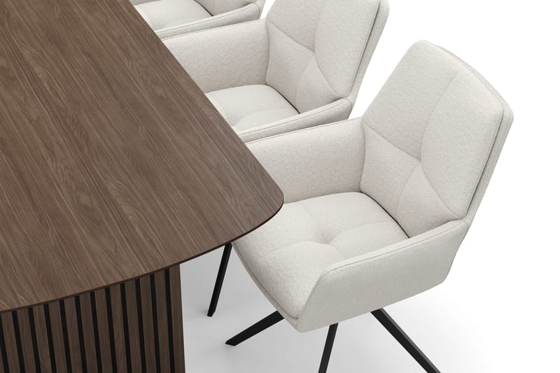 Richeto Spisegruppe 180 cm med 6 Torsby Drejestole - Røget eg/Lys beige - Møbler - Borde - Spisebordssæt