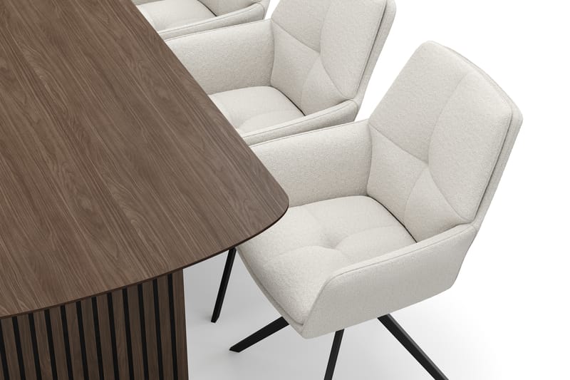 Richeto Spisegruppe 180 cm med 6 Torsby Drejestole - Røget eg/Lys beige - Møbler - Borde - Spisebordssæt