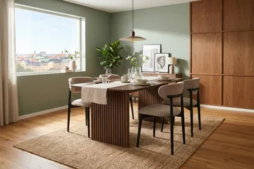 Richeto Spisegruppe 180 cm Røget eg med 4 Molly Spisestole - Røget eg - Møbler - Borde - Spisebordssæt