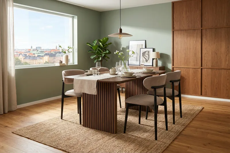 Richeto Spisegruppe 180 cm Røget eg med 4 Molly Spisestole - Røget eg/Sort/Greige - Møbler - Borde - Spisebordssæt