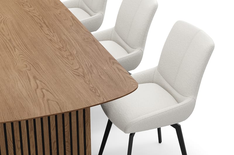 Richeto Spisegruppe 210 cm med 6 Mora Drejestole - Naturlig finish/Lys beige - Møbler - Borde - Spisebordssæt