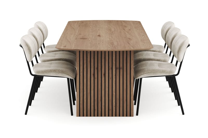 Richeto Spisegruppe 240 cm med 6 Cyana Spisestole - Naturlig finish - Møbler - Borde - Spisebordssæt