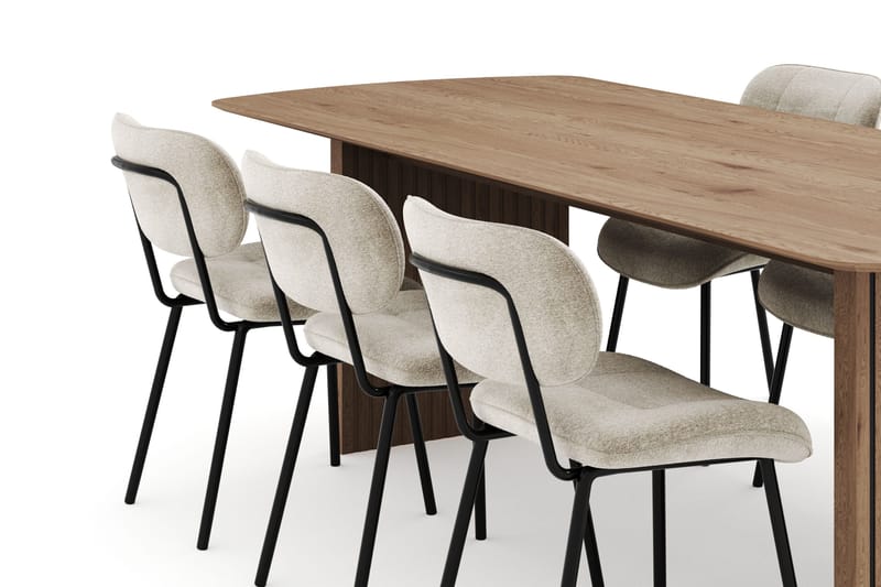 Richeto Spisegruppe 240 cm med 6 Cyana Spisestole - Naturlig finish - Møbler - Borde - Spisebordssæt