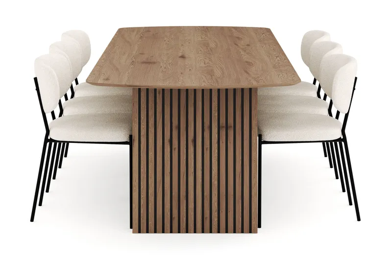 Richeto Spisegruppe 240 cm med 6 Gemmiano Spisestole - Naturlig finish - Møbler - Borde - Spisebordssæt