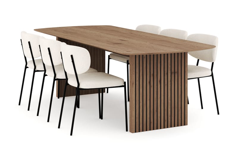 Richeto Spisegruppe 240 cm med 6 Gemmiano Spisestole - Naturlig finish - Møbler - Borde - Spisebordssæt