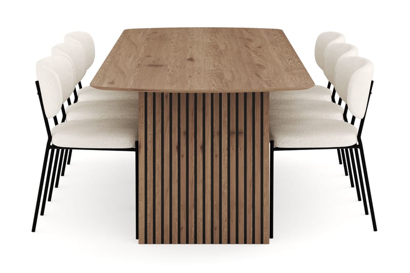 Richeto Spisegruppe 240 cm med 6 Gemmiano Spisestole - Naturlig finish - Møbler - Borde - Spisebordssæt
