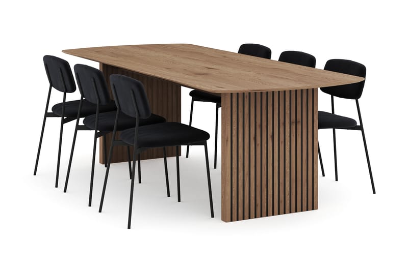 Richeto Spisegruppe 240 cm med 6 Lowe Spisestole - Naturlig finish - Møbler - Borde - Spisebordssæt