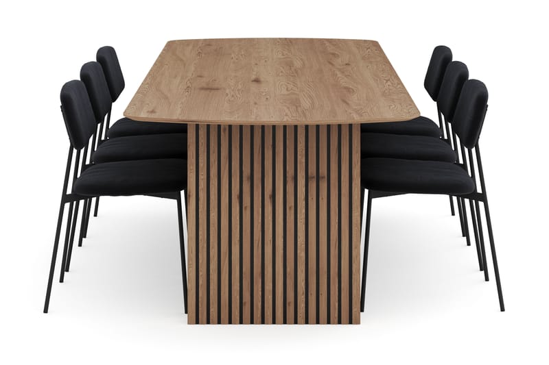Richeto Spisegruppe 240 cm med 6 Lowe Spisestole - Naturlig finish - Møbler - Borde - Spisebordssæt