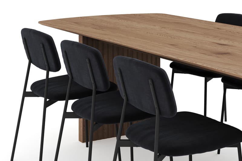 Richeto Spisegruppe 240 cm med 6 Lowe Spisestole - Naturlig finish - Møbler - Borde - Spisebordssæt