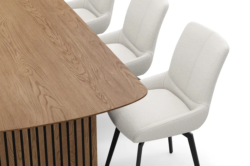 Richeto Spisegruppe 240 cm med 6 Mora Drejestole - Naturlig finish/Lys beige - Møbler - Borde - Spisebordssæt