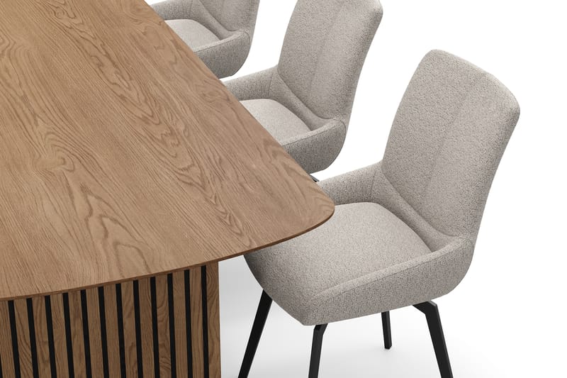 Richeto Spisegruppe 240 cm med 6 Mora Drejestole - Naturlig finish/Mørk beige - Møbler - Borde - Spisebordssæt