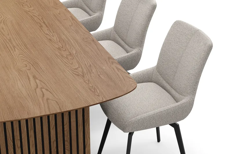 Richeto Spisegruppe 240 cm med 6 Mora Drejestole - Naturlig finish/Mørk beige - Møbler - Borde - Spisebordssæt