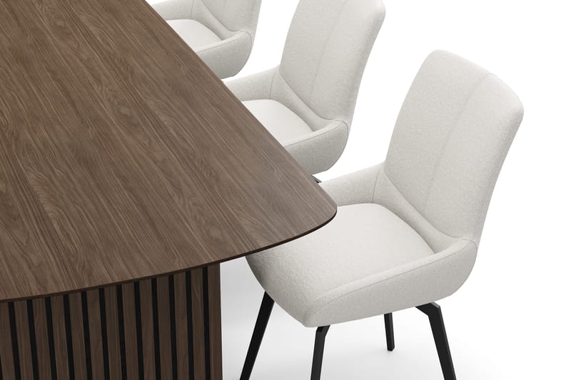 Richeto Spisegruppe 240 cm med 6 Mora Drejestole - Røget eg/Lys beige - Møbler - Borde - Spisebordssæt