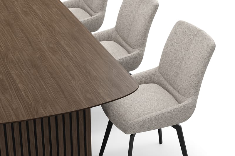 Richeto Spisegruppe 240 cm med 6 Mora Drejestole - Røget eg/Mørk beige - Møbler - Borde - Spisebordssæt