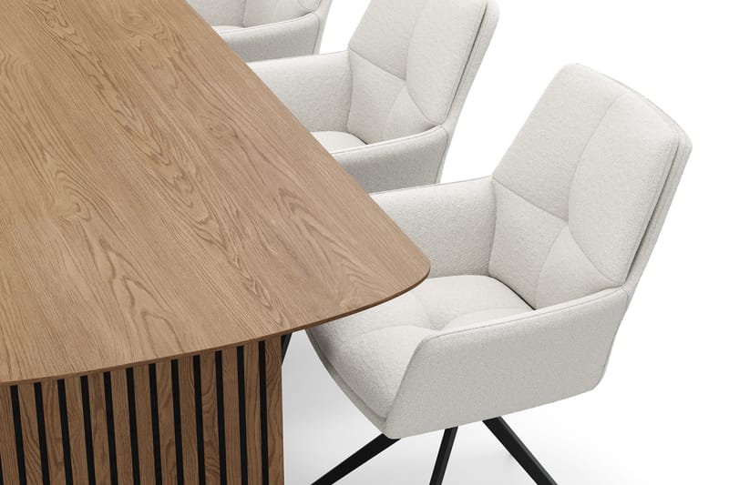 Richeto Spisegruppe 240 cm med 6 Torsby Drejestole - Naturlig finish/Lys beige - Møbler - Borde - Spisebordssæt