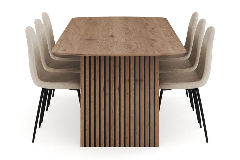Richeto Spisegruppe 240 cm med 6 Polar Spisestole - Naturlig finish - Møbler - Borde - Spisebordssæt