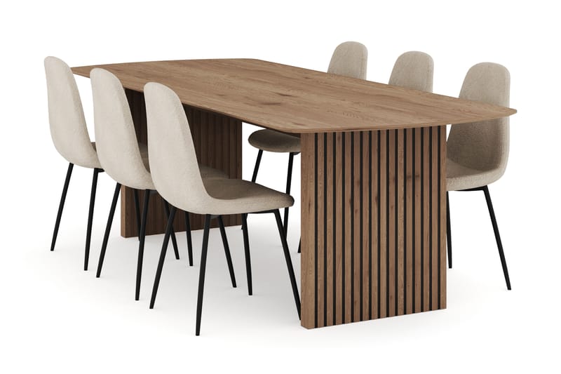 Richeto Spisegruppe 240 cm med 6 Polar Spisestole - Naturlig finish - Møbler - Borde - Spisebordssæt