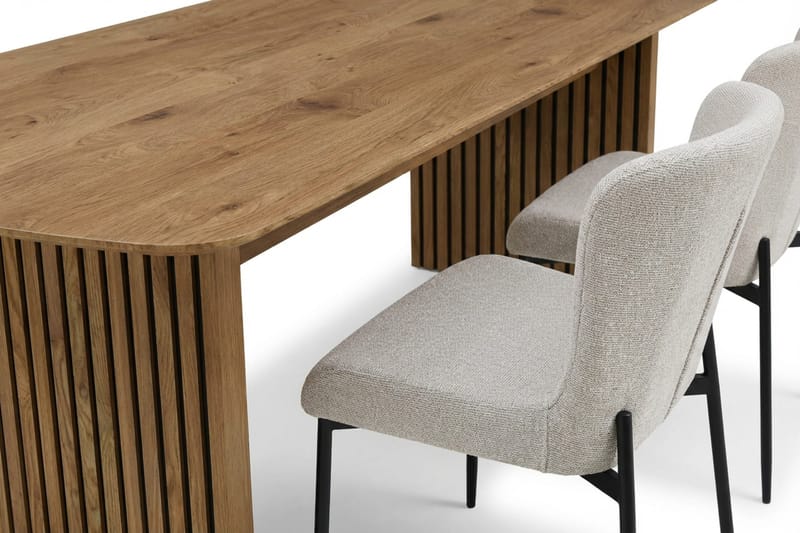 Richeto Spisegruppe Eg 180 cm med 4 Elsie Spisestole - Eg/Hvid - Møbler - Borde - Spisebordssæt