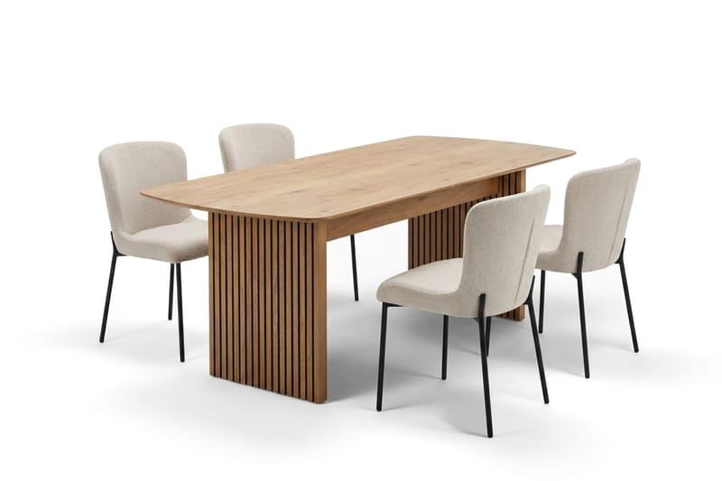 Richeto Spisegruppe Eg 180 cm med 4 Elsie Spisestole, Eg/Hvid