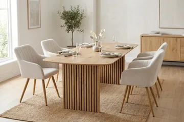 Richeto Spisegruppe Eg 180 cm med 4 Filippa spisestole - Eg - Møbler - Borde - Spisebordssæt