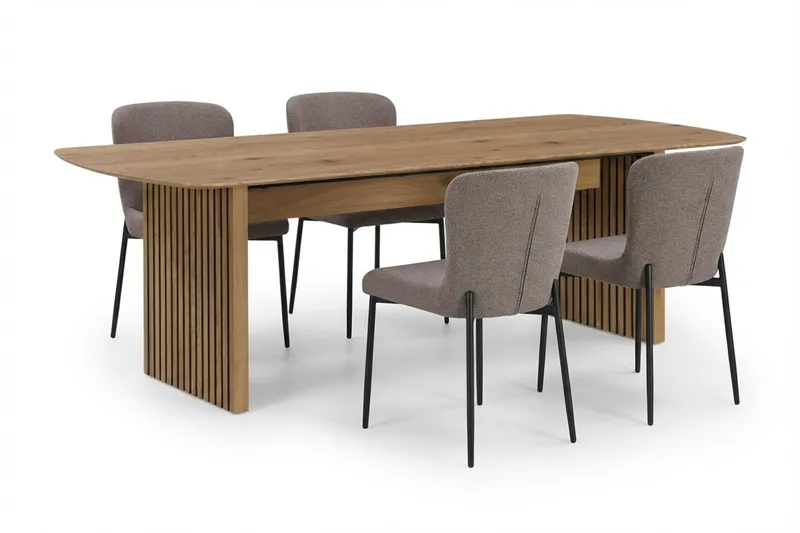 Richeto Spisegruppe Eg 180 cm med 6 Elsie Spisestole - Eg/Grå - Møbler - Borde - Spisebordssæt