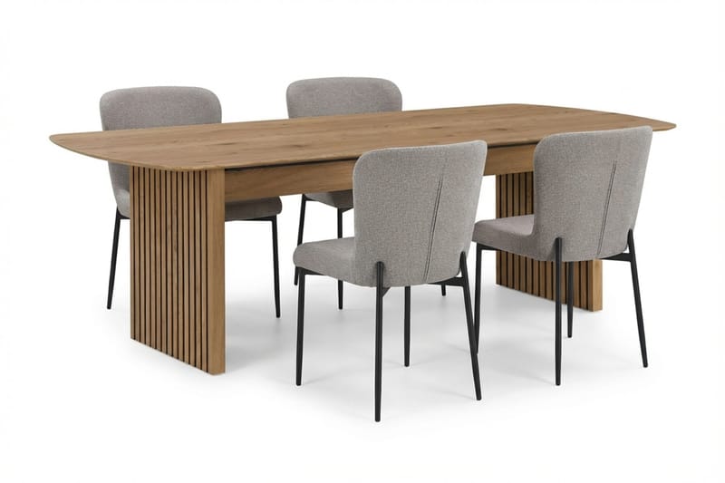 Richeto Spisegruppe Eg 180 cm med 6 Elsie Spisestole, Eg/Lysegrå