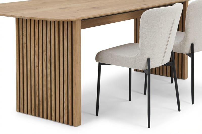 Richeto Spisegruppe Eg 210 cm med 6 Elsie Spisestole - Eg/Hvid - Møbler - Borde - Spisebordssæt