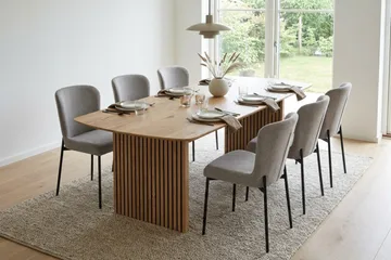 Richeto spisegruppe eg 210 cm med 6 Elsie spisestole - Eg/Lysegrå - Møbler - Borde - Spisebordssæt