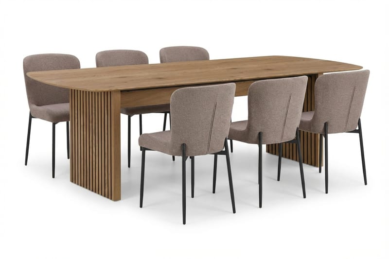 Richeto Spisegruppe Eg 240 cm med 6 Elsie Spisestole, Eg/Grå