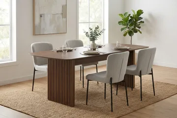 Richeto spisegruppe røget eg 180 cm med 4 Elsie spisestole - Røget eg - Møbler - Borde - Spisebordssæt