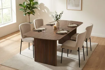 Richeto spisegruppe røget eg 180 cm med 4 Elsie spisestole - Røget eg - Møbler - Borde - Spisebordssæt