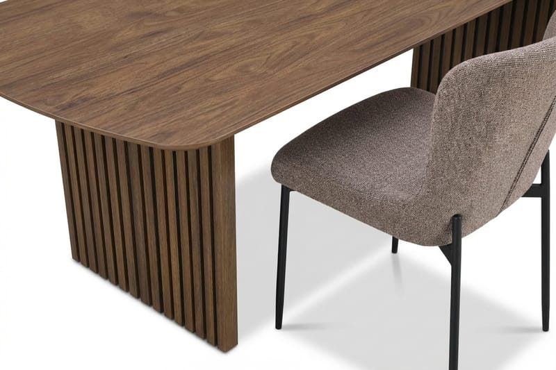 Richeto Spisegruppe Røget Eg 180 cm med 4 Elsie Spisestole - Røget eg/Grå - Møbler - Borde - Spisebordssæt